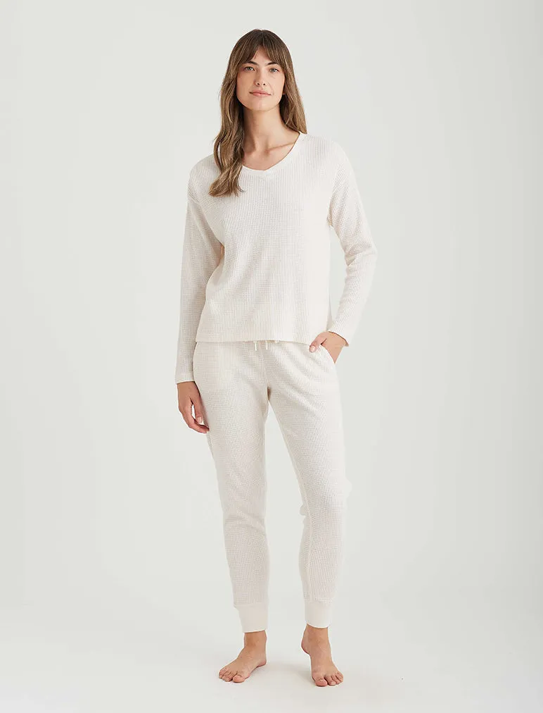 Super Soft Waffle V-Neck Long Sleeve Top