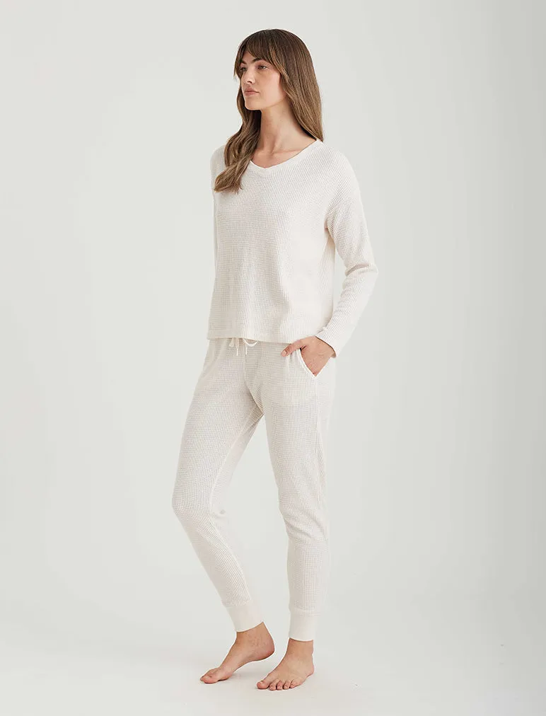 Super Soft Waffle V-Neck Long Sleeve Top