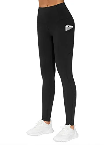 THE GYM PEOPLE Thick High Waist Yoga Pants with Pockets, Tummy Control Workout Running Yoga Leggings for Women (Medium, Black  )