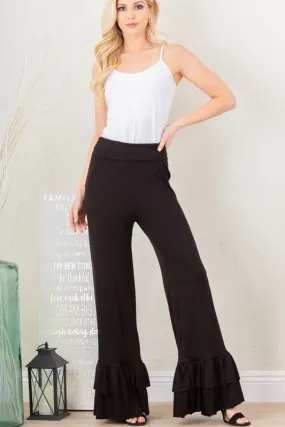 USA Double Ruffle Pants - Black