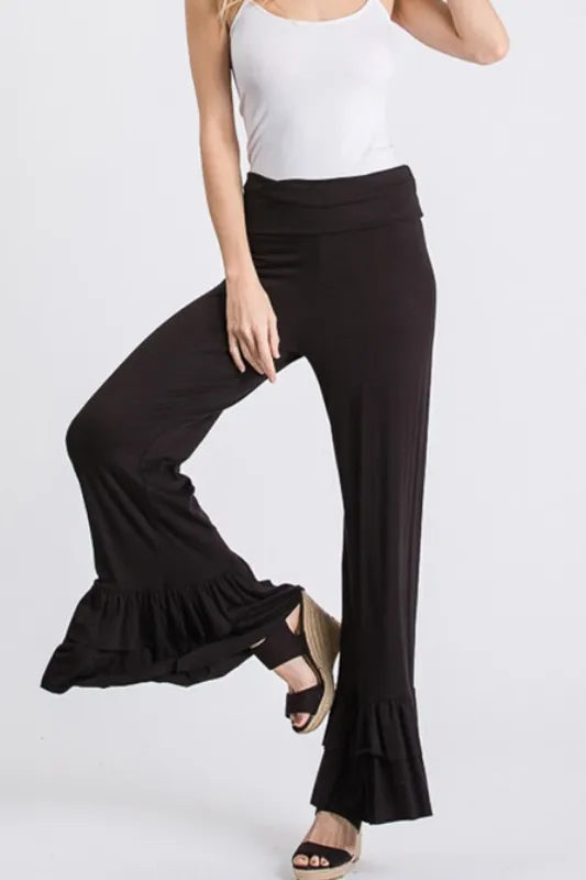 USA Double Ruffle Pants - Black