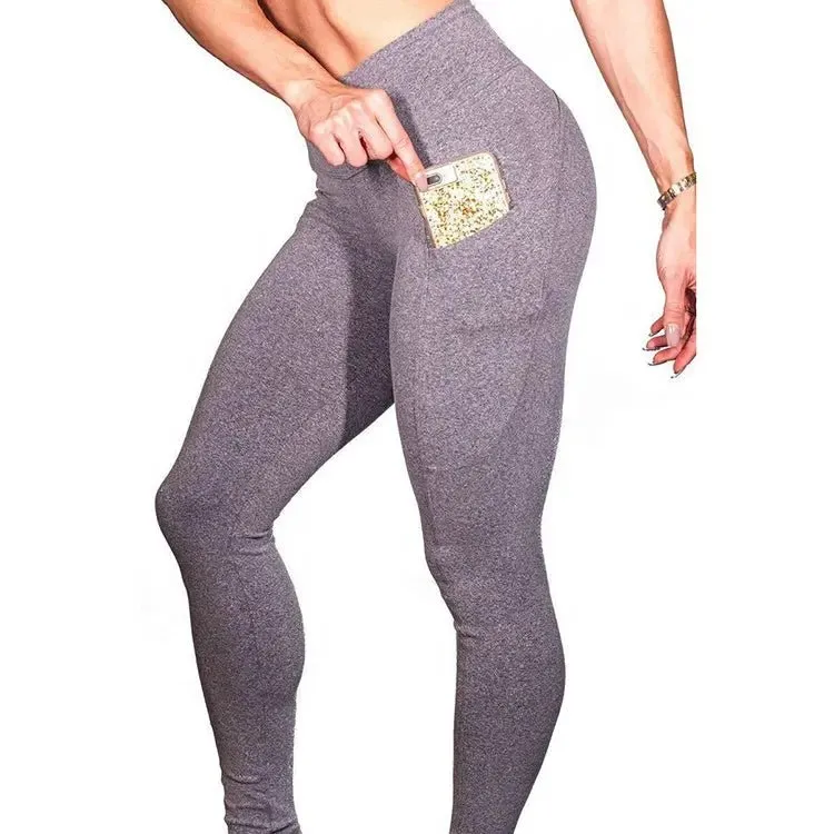 Woman Sports Spandex Yoga Pant Workout Leggings with Pocket. High Waist Yoga Pants