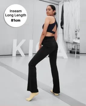 Women Stretchable Long Length Flared Pants Black