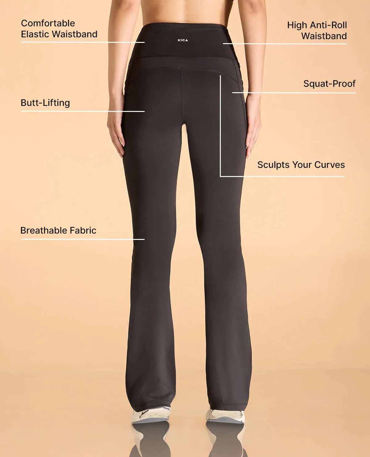 Women Stretchable Long Length Flared Pants Black